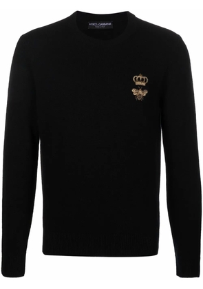 Dolce & Gabbana embroidered virgin wool jumper - Black