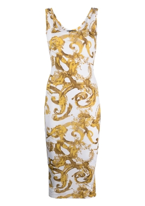 Versace Jeans Couture Barocco-print midi dress - White