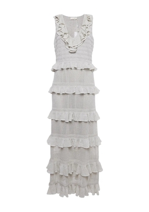 ZIMMERMANN frilled tiered midi dress - Silver