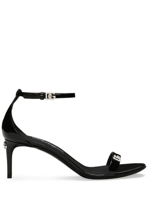 Dolce & Gabbana logo-plaque patent-leather sandals - Black