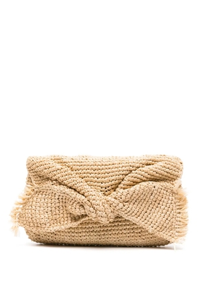 Anya Hindmarch Bow raffia clutch bag - Neutrals