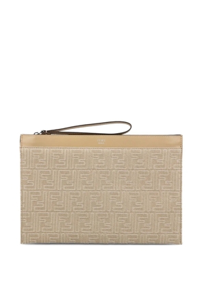 FENDI medium FF-jacquard clutch bag - Neutrals