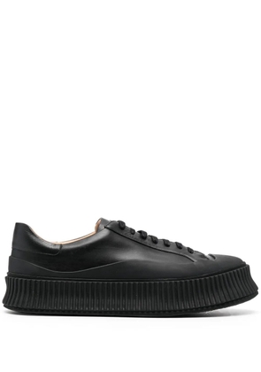 Jil Sander lace-up leather platform sneakers - Black