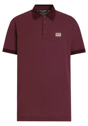 Dolce & Gabbana logo-plaque polo shirt - Red