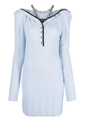 Y/Project ruffle-collar merino wool minidress - Blue