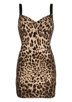 Dolce & Gabbana leopard-print corset minidress - Black