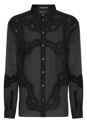 Dolce & Gabbana lace-embellished sheer organza shirt - Black