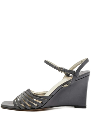 Ferragamo Pre-Owned 90mm leather wedge sandals - Grey