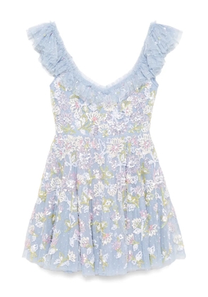 Needle & Thread ruffle mini dress - Blue