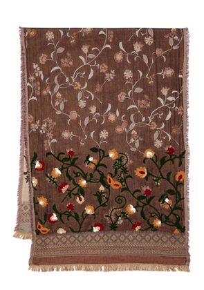 Leathersmith of London floral-embroidered frayed scarf - Pink