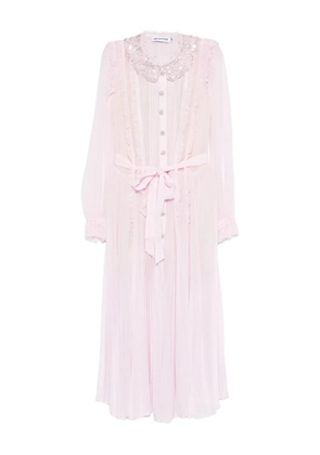 Self-Portrait embellished pleated midi dress - Pink