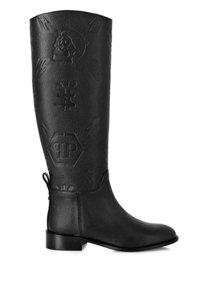 Philipp Plein monogram-debossed boots - Black