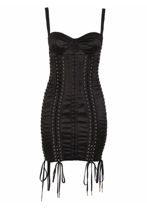 Dolce & Gabbana lace-up satin minidress - Black