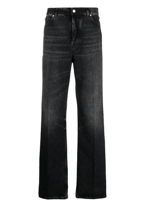 Ferragamo logo-engraved-buttons cotton jeans - Black