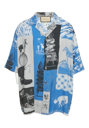 Gucci Pre-Owned multi-print silk shirt - Blue