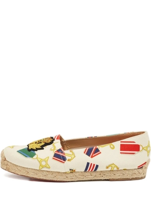 Christian Louboutin Pre-Owned crest embroidery canvas espadrilles - Neutrals