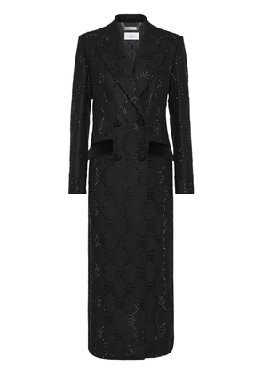 Philipp Plein monogram crystal double-breasted coat - Black