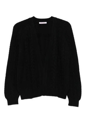 Liska cable-knit balloon-sleeve cardigan - Black