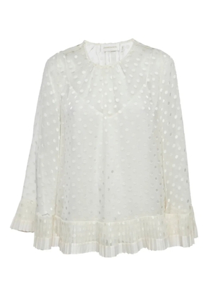ZIMMERMANN dotted pleated top - White