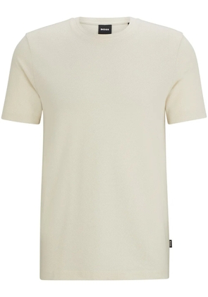BOSS logo-tag bubble-jacquard cotton T-shirt - Neutrals