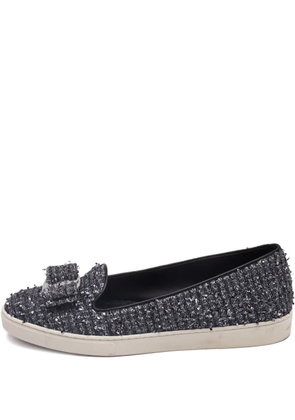 Ferragamo Pre-Owned tweed bow-detail sneakers - Grey