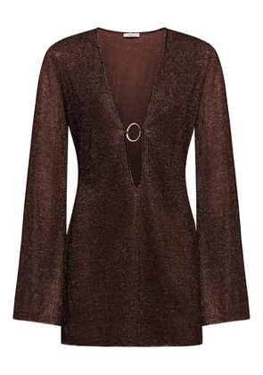 Oséree Lumière V-neck mini dress - Brown