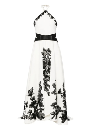 Saiid Kobeisy floral-embroidered neoprene gown - White