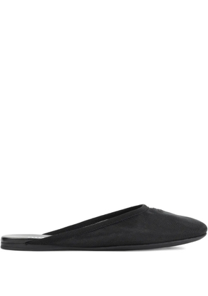 Miu Miu logo-embroidered flat mules - Black