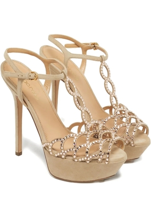 Sergio Rossi Vintage scalloped suede sandals - Neutrals