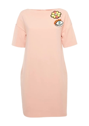 Boutique Moschino flower appliqué eye brooch mini dress - Pink