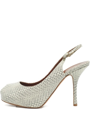 Giuseppe Zanotti Vintage python-embossed peep toe pumps - Neutrals
