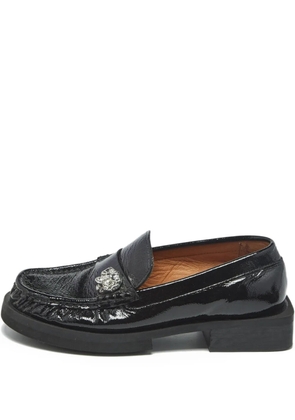 GANNI crystal leather loafers - Black