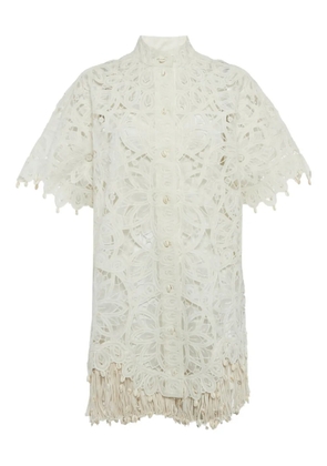 ZIMMERMANN silk lace cut-out mini dress - Neutrals