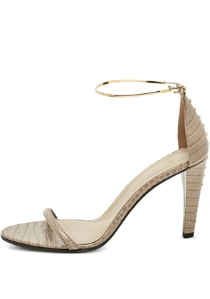 Fendi Pre-Owned Filo embossed-leather heeled sandals - Neutrals