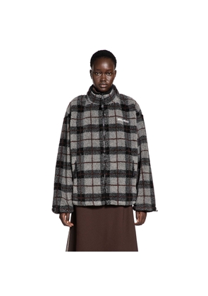 Check Fleece Zip-Up Jacket