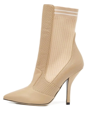 Fendi Pre-Owned 111mm perforated knit boots - Neutrals