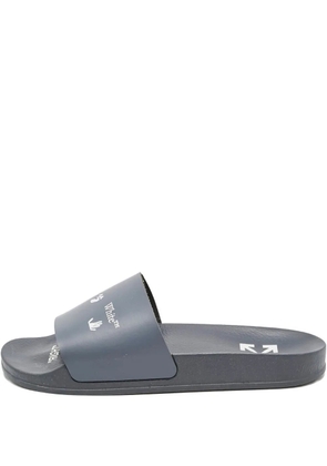 Off-White Pre-Owned logo-print leather slides - Blue