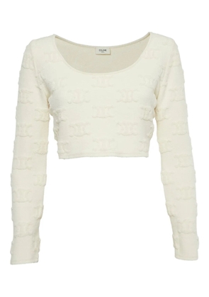Celine Pre-Owned embroidered cropped jumper - White
