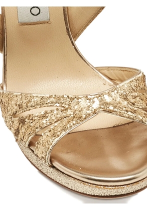 Jimmy Choo Pre-Owned glitter strappy sandals - Gold