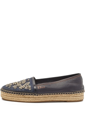 Christian Dior Pre-Owned floral-embroidered espadrilles - Black