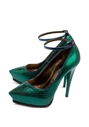 Lanvin Pre-Owned 130mm ankle-strap leather pumps - Green