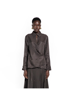 Jacquard Silk Shirt with Wrap Detail