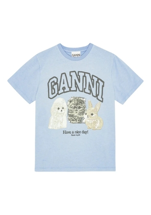 GANNI logo-print T-shirt - Blue