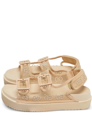 Gucci Pre-Owned mesh crystal-embellished flat sandals - Neutrals