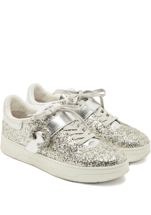 Jimmy Choo Pre-Owned Osaka glitter-embellished sneakers - Silver