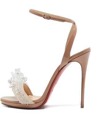 Christian Louboutin Pre-Owned 2024 120mm crystal-embellishment leather sandal - Neutrals