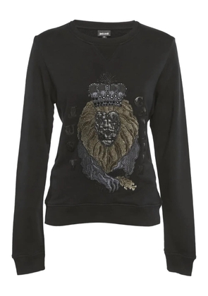 Just Cavalli lion-embroidered sweatshirt - Black