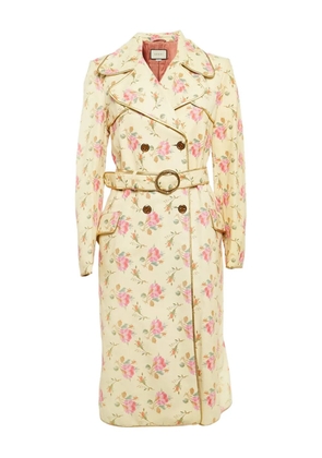 Gucci Pre-Owned floral-print leather coat - Yellow