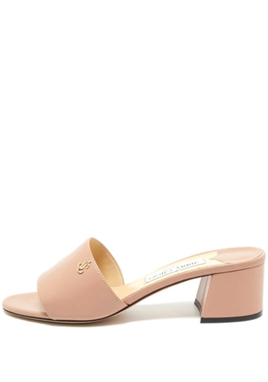Jimmy Choo Pre-Owned Minea leather block heel sandals - Neutrals