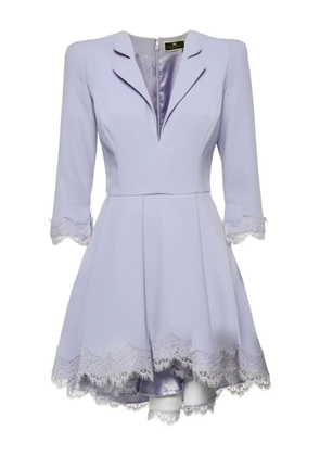 Elisabetta Franchi lace-trimmed flared dress - Purple